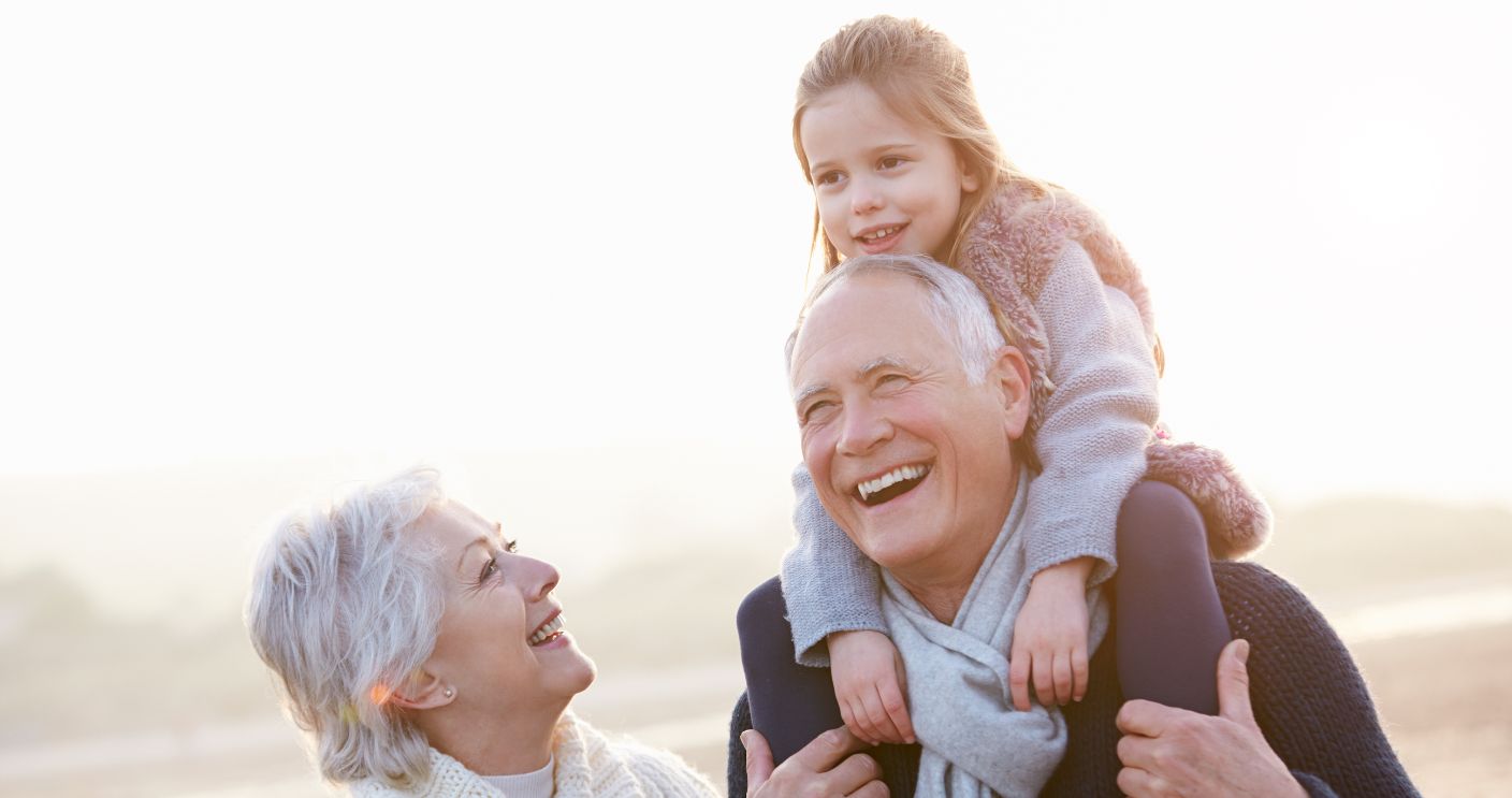 Grandparents and grandchild spending time together.